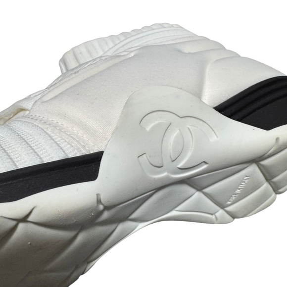 CHANEL Women's Stretch Fabric Sock White Sneakers - Picture 10 of 10